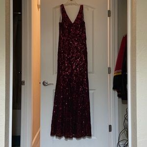 Burgundy Lace City Triangles Formal Dress